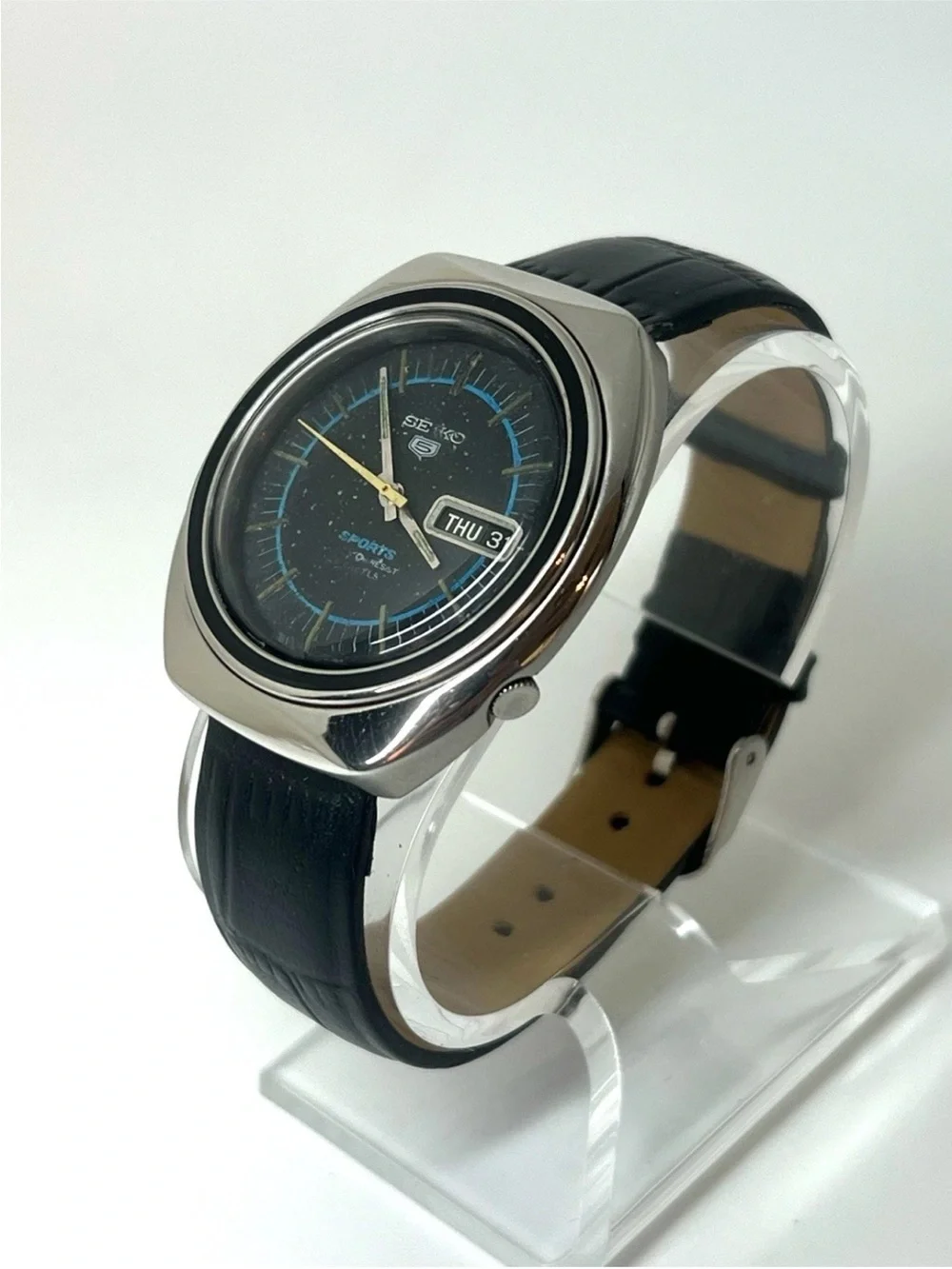 Seiko Men's Black rare Dial Automatic Sports Watch vintage